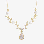 Diamantmontur mit Perle des Frühlings Gold Silber Halskette LMLKL03162