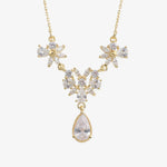 Diamantmontur funkelnde Tropfen Gold Silber Halskette LMLKL03181-GO