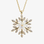 Funkelnde Schneeblume Gold Silber Halskette LMLKL02865-GO