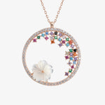 Frühling mit mix Stein Silber Halskette LMLKL02857