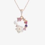 Weiche Blumen Rose Silber Halskette LMLKL02798