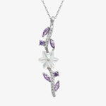 Elegante mit Amethyst Steinen Silber Halskette LMLKL03092-RH