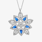 Diamantmontur Queen’s Star Saphir Silber rhodiniert Halskette LMLKL03329-RH