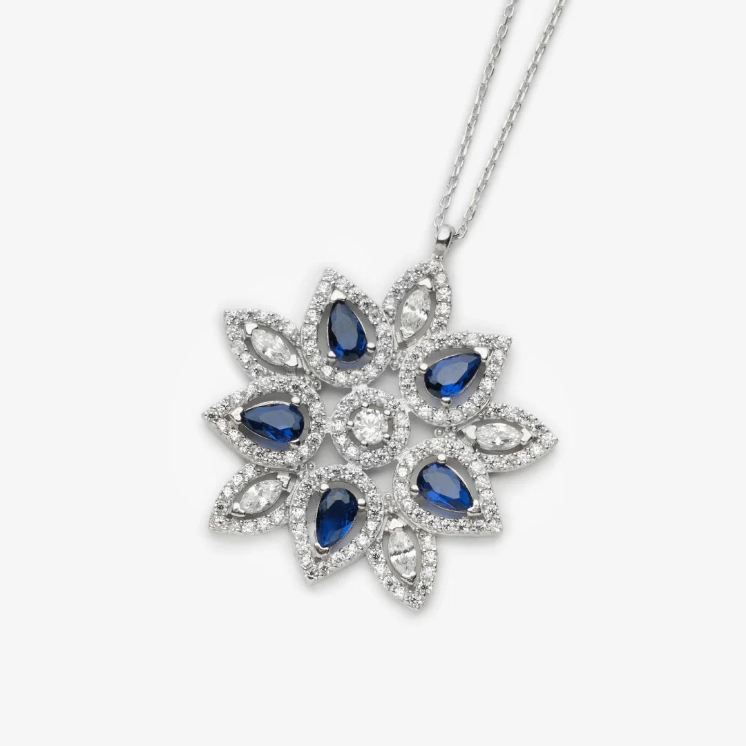 Diamantmontur Queen’s Star Saphir Silber rhodiniert Halskette LMLKL03329-RH