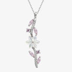 Elegante mit Rosa Steinen Silber Halskette LMLKL03090-RH