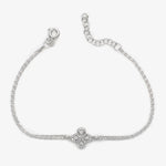 Weg des Wassers Baguette Blume Diamantmontur Armband Silber Rhodiniert LMLBL01498