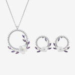 Diamantmontur mit Amethyst Rose Silber Mini Set LMLUST00466