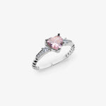 Funkelndes Herz Rosa solitär Silber Ring LMLYZK00631-RH