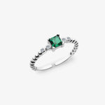 Grüner Smaragd Baguette Silber Ring LMLYZK00549-RH