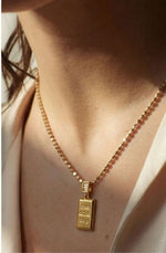 Elegante Edelstahl Halskette mit Goldbarren-Anhänger – Goldfarben