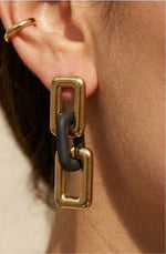 Elegante Edelstahl Ohrringe im Kettendesign – Gold-Schwarz