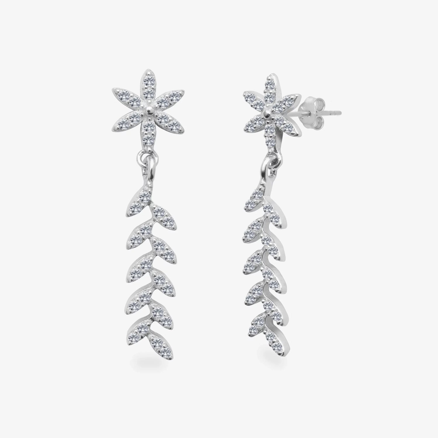 Funkelnde Schneeflocke Silber Ohrringe LMLKP01315