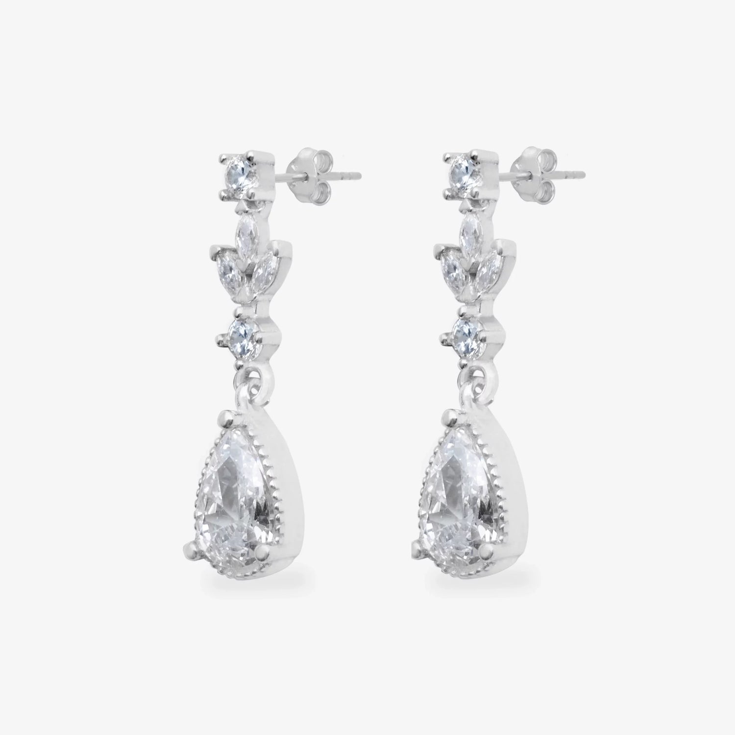 Funkelnde Tropfen Silber Ohrringe LMLKP01336-RH