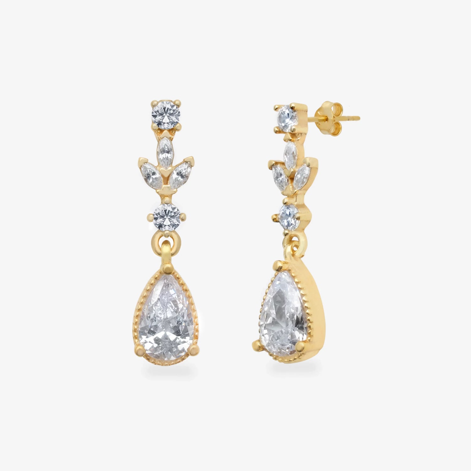 Funkelnde Tropfen Gold Silber Ohrringe LMLKP01336-GO