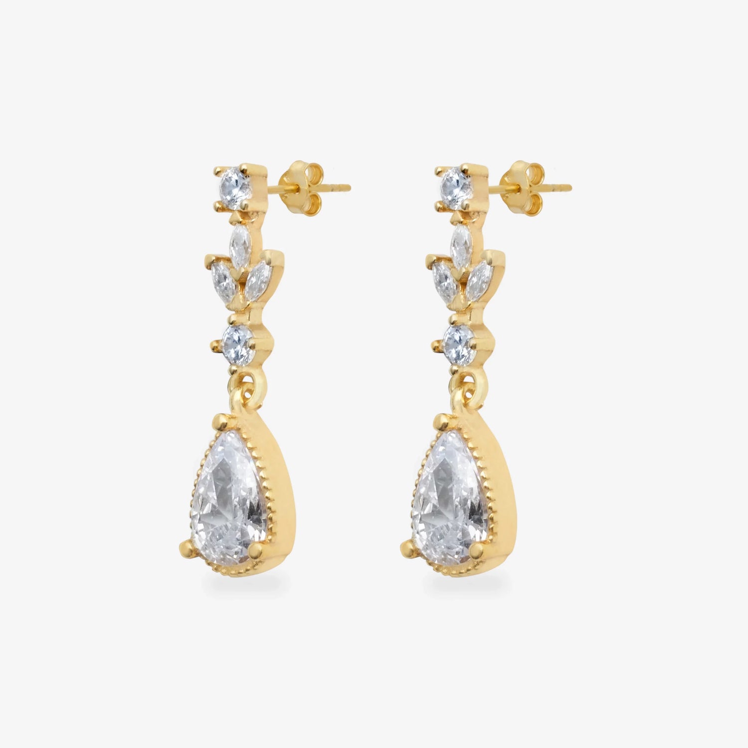 Funkelnde Tropfen Gold Silber Ohrringe LMLKP01336-GO
