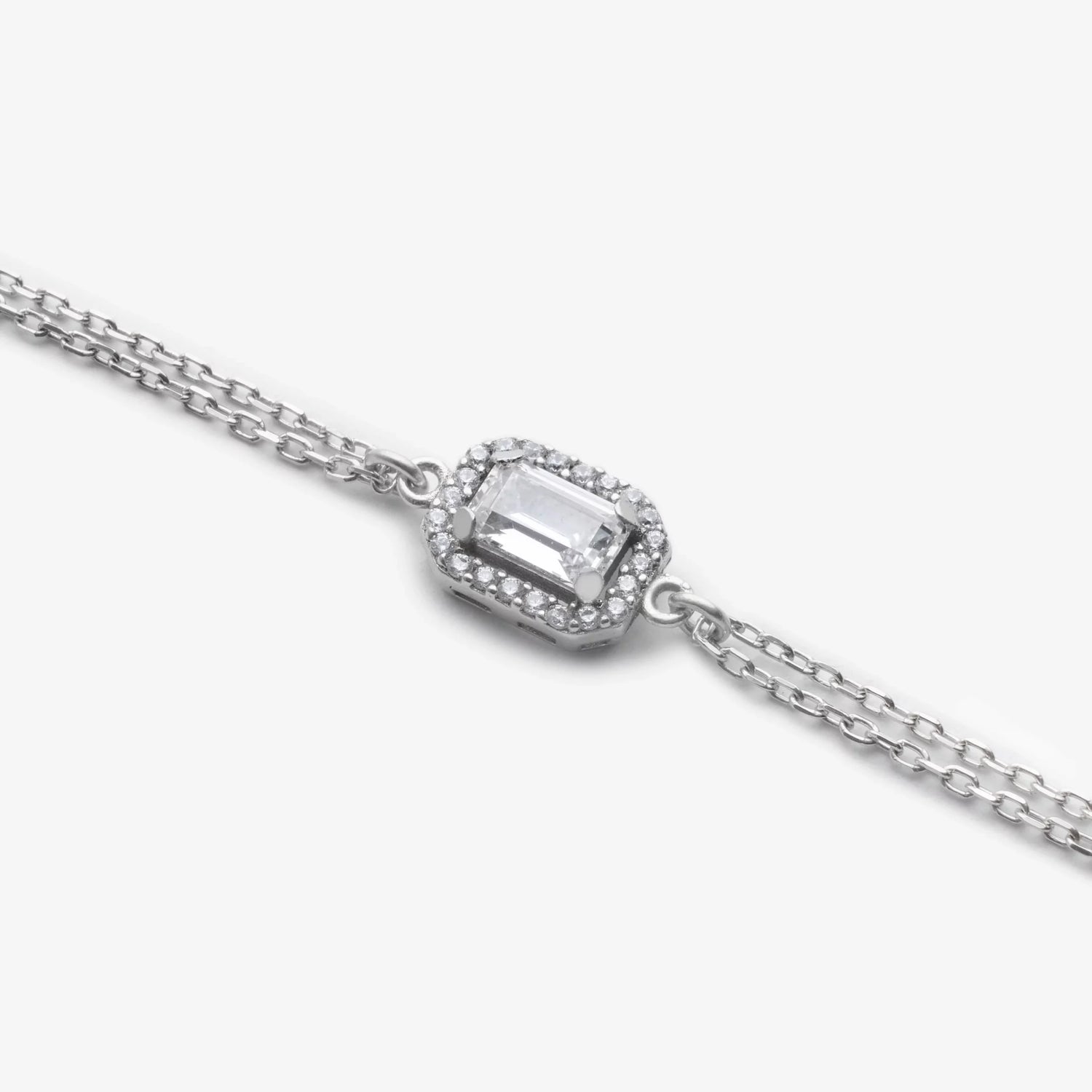 Diamantmontur Baguette Armband Silber Rhodiniert LMLBL01482