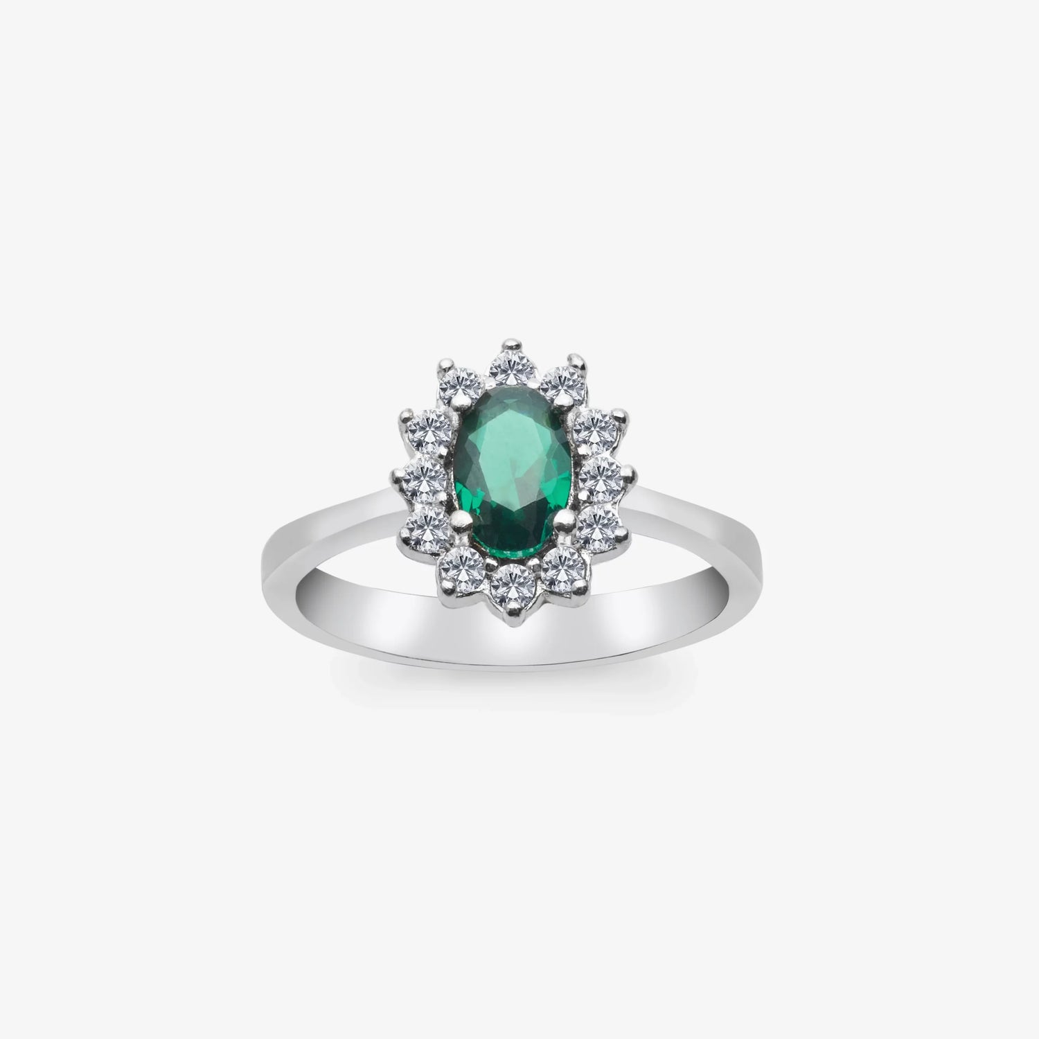 Diamantmontur Smaragd Oval Quartett-Set Silber rhodiniert LMLUST00297