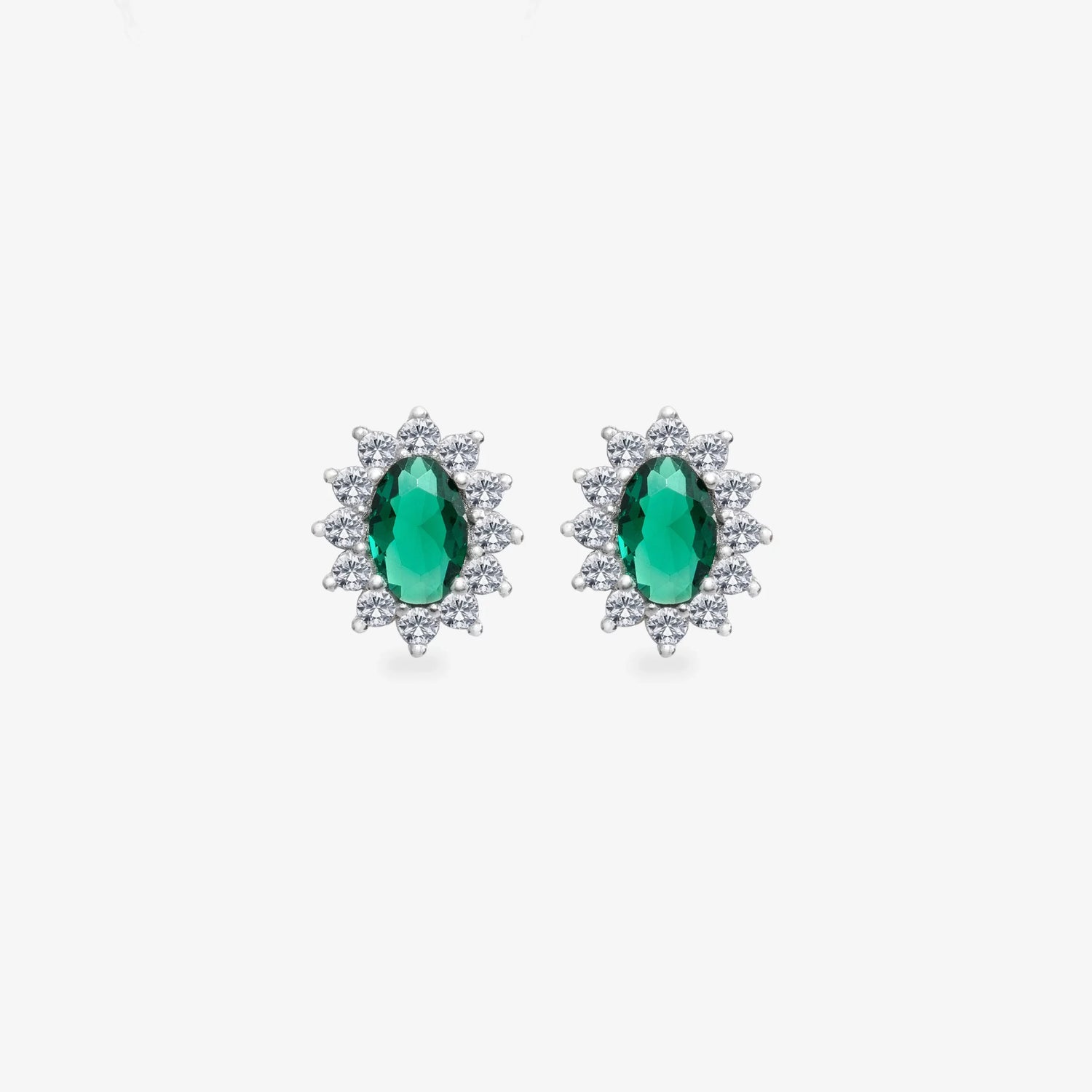 Diamantmontur Smaragd Oval Quartett-Set Silber rhodiniert LMLUST00297