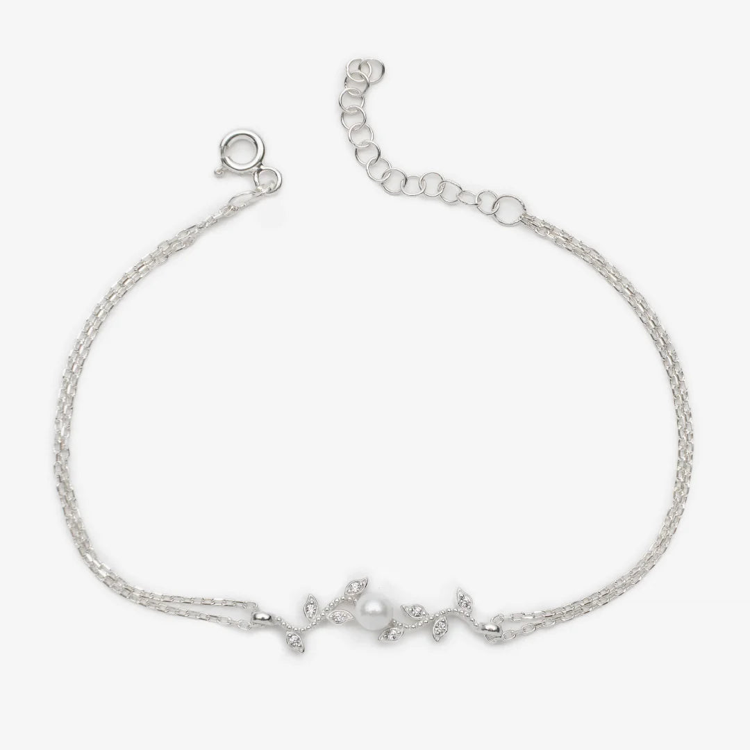 Diamantmontur mit Perle des Frühlings Silber Armband LMLBL01362