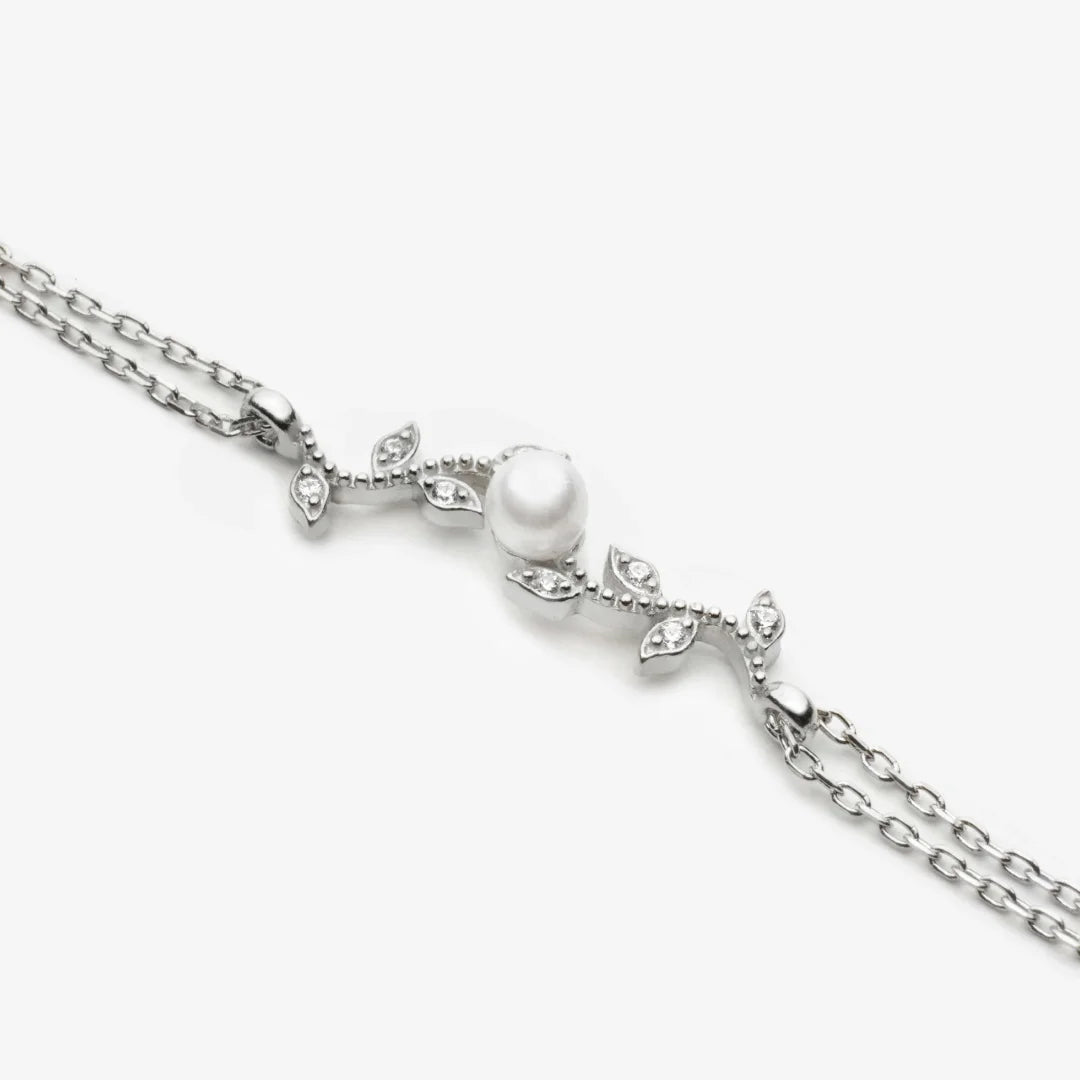 Diamantmontur mit Perle des Frühlings Silber Armband LMLBL01362