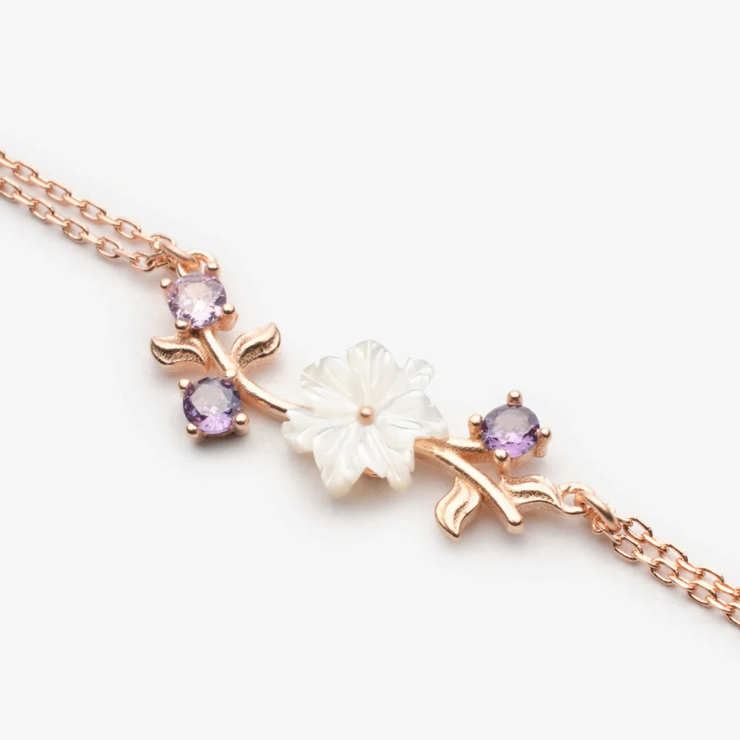Magnolienblüten Frühlingswind Silber Rose Armband LMLBL01480