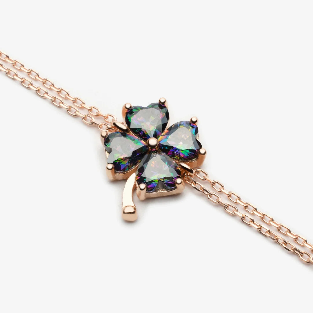 4 Blättriges Kleeblatt Armband mit Mystisch Topas LMLBL00449