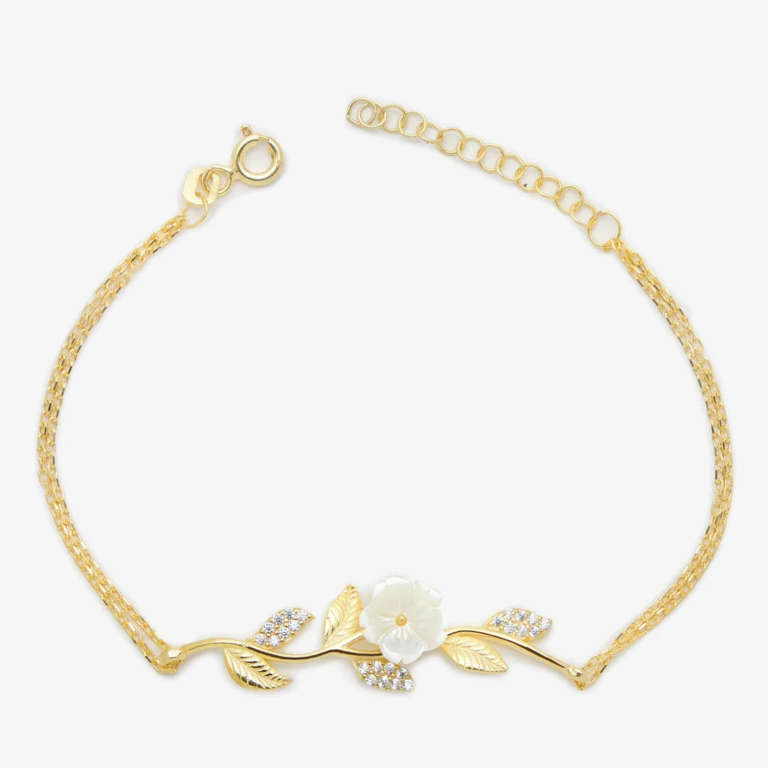 Magnoliablüten Bouquet Armband Gold Silber rhodiniert LMLBL01066-GO