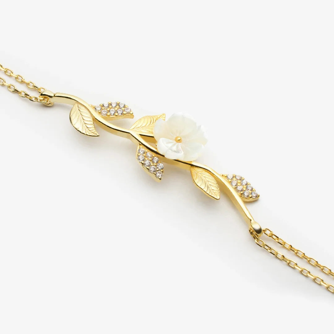 Magnoliablüten Bouquet Armband Gold Silber rhodiniert LMLBL01066-GO