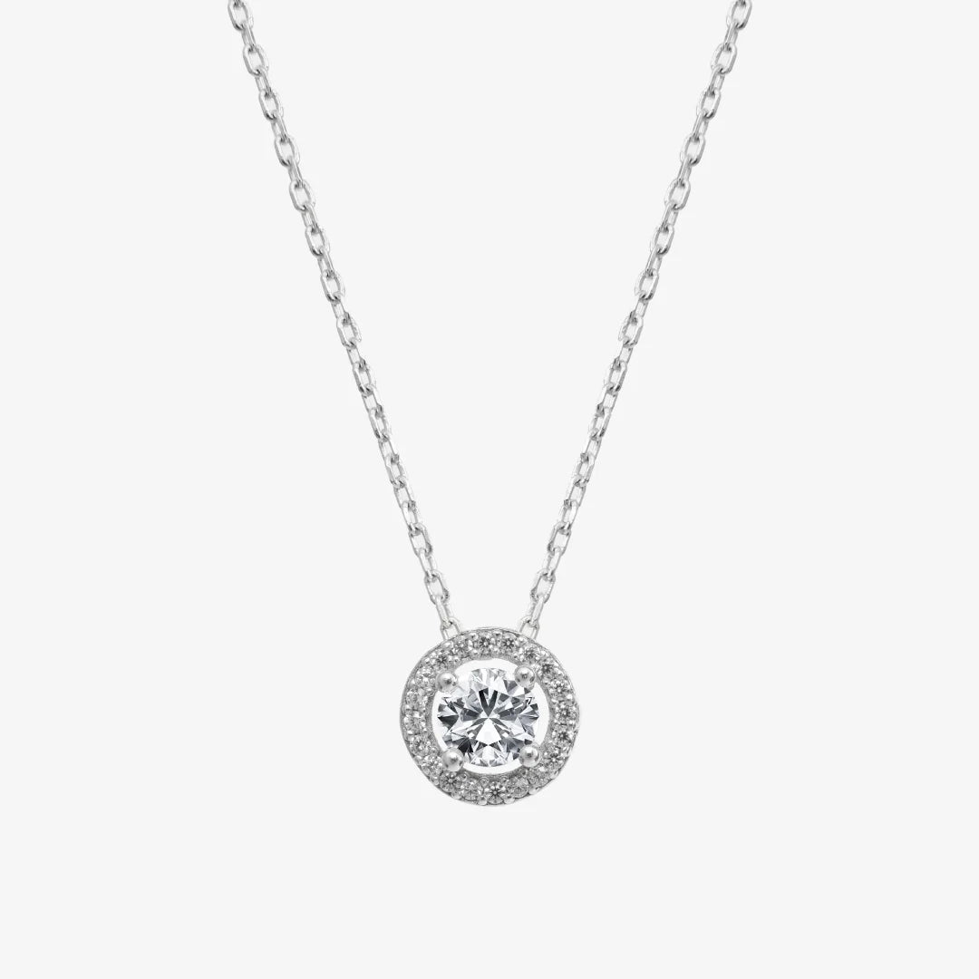 0,50 ct Funkelndes Solitär mit Zirkonia Silber Halskette LMLUKL00048