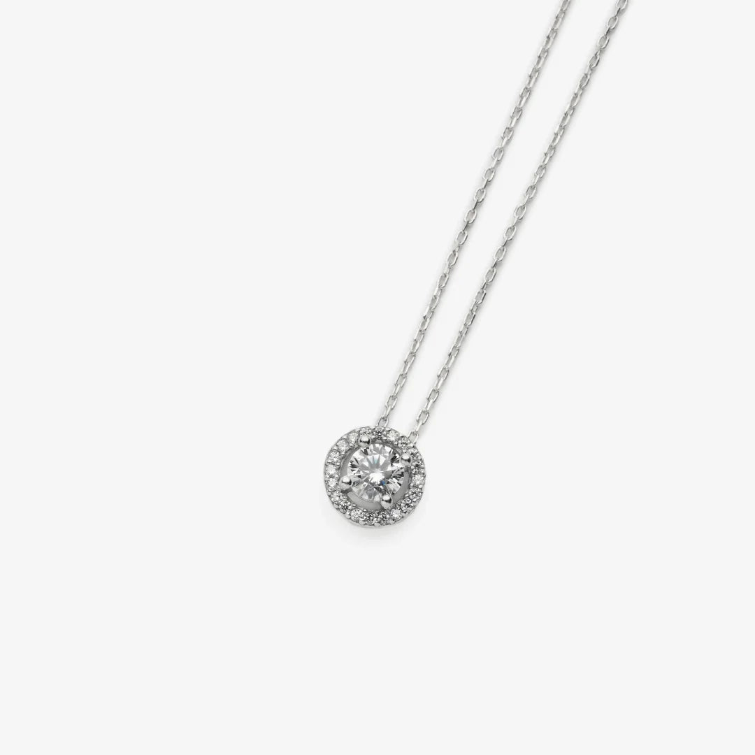 0,50 ct Funkelndes Solitär mit Zirkonia Silber Halskette LMLUKL00048