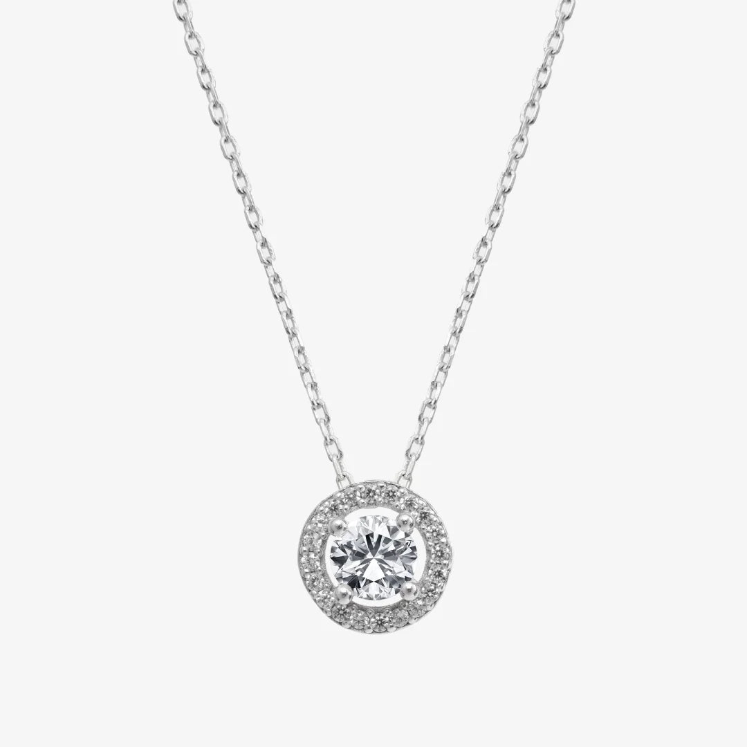 0,75 ct Funkelndes Solitär mit Zirkonia Silber Halskette LMLUKL00049