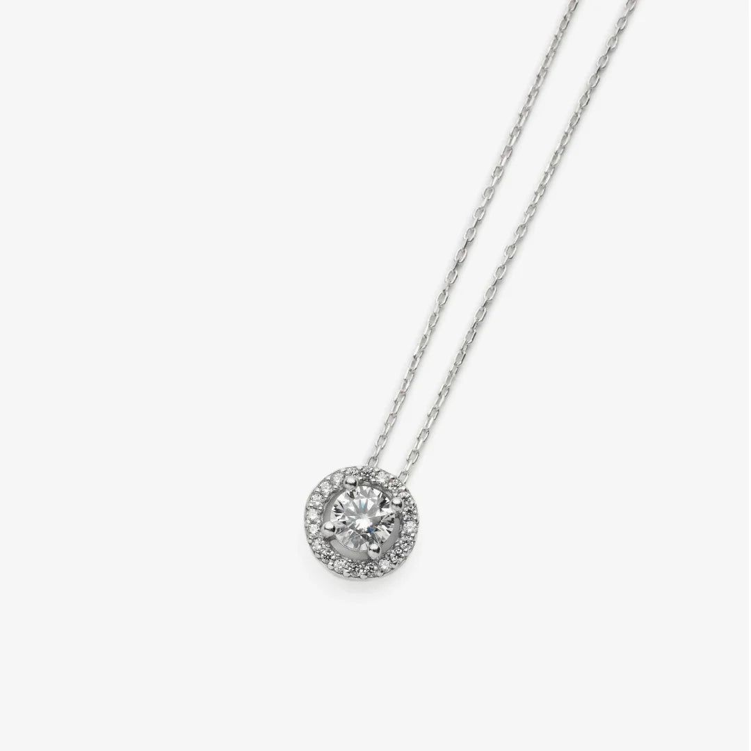 0,75 ct Funkelndes Solitär mit Zirkonia Silber Halskette LMLUKL00049