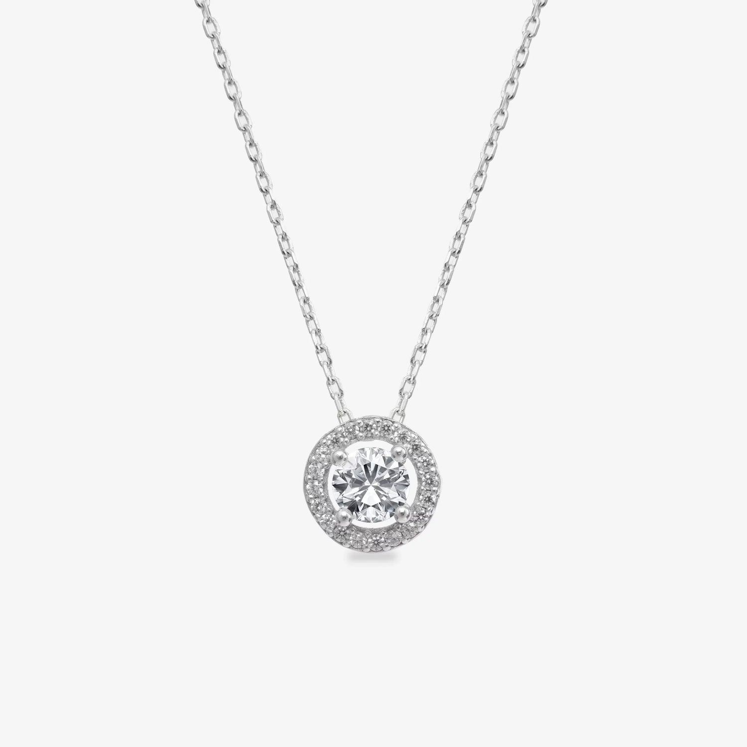 0,25 ct Funkelndes Solitär mit Zirkonia Silber Halskette LMLUKL00047