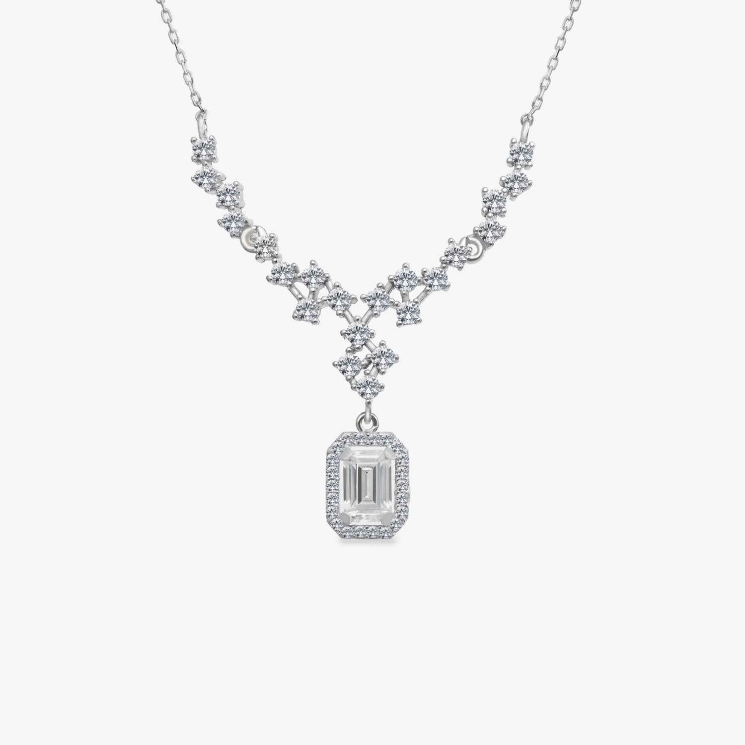 Diamantmontur Baguette-Glanz Silber Halskette LMLUST00472