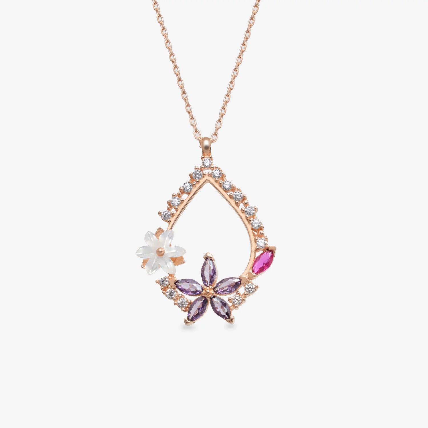 Magnolienblumen Rose Silber Mini Set LMLUST00463