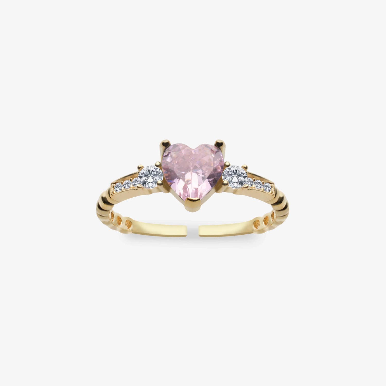 Funkelndes Herz Rosa solitär Gold Silber Ring LMLYZK00631-GO