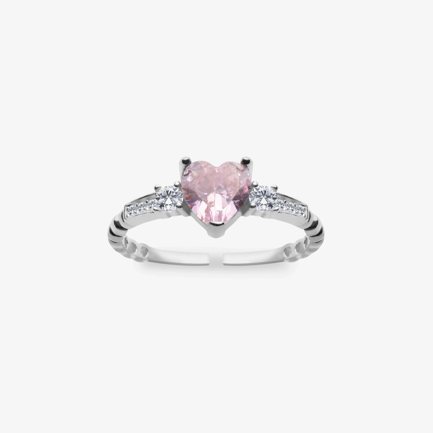 Funkelndes Herz Rosa solitär Silber Ring LMLYZK00631-RH