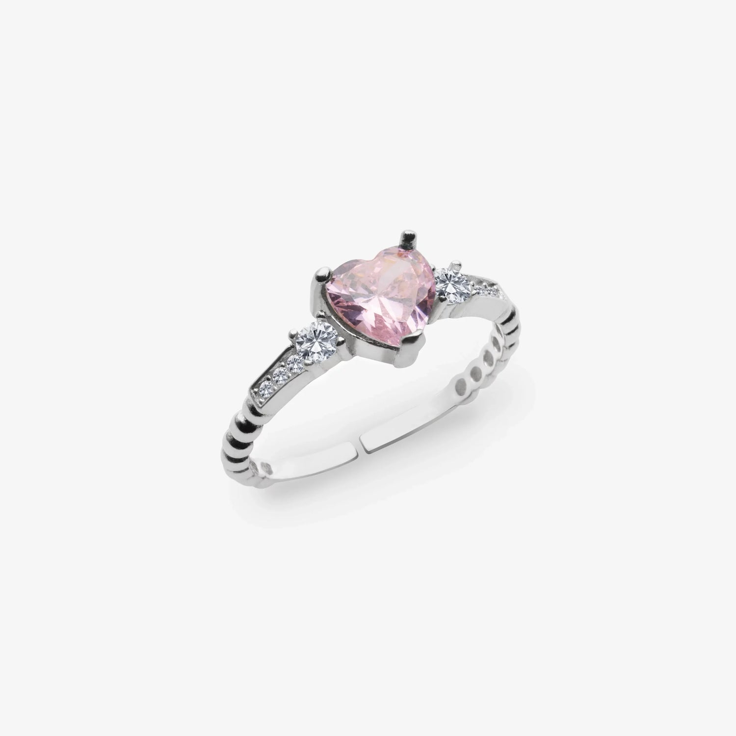 Funkelndes Herz Rosa solitär Silber Ring LMLYZK00631-RH