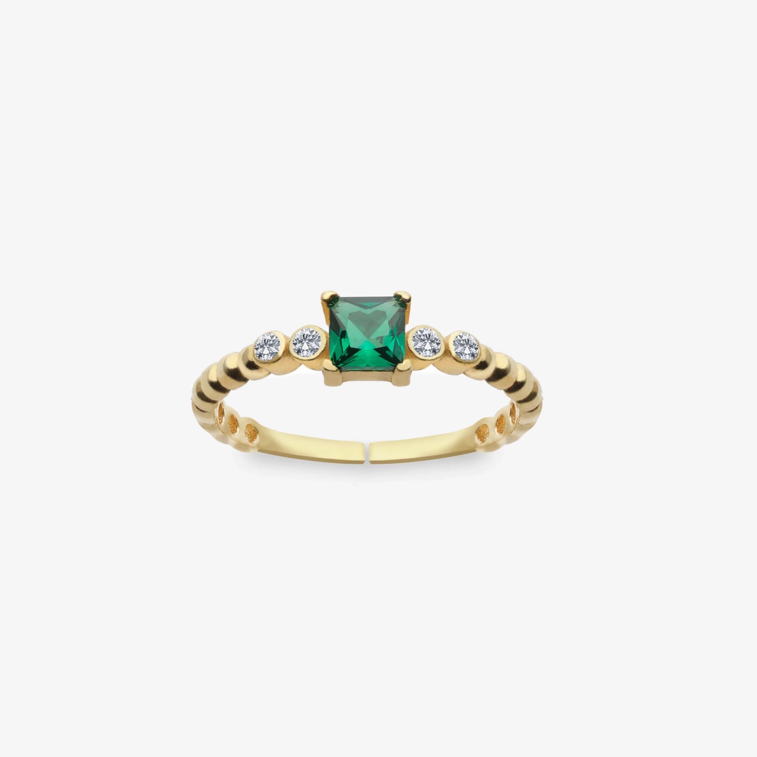 Grüner Smaragd Baguette Gold Silber Ring LMLYZK00549-GO