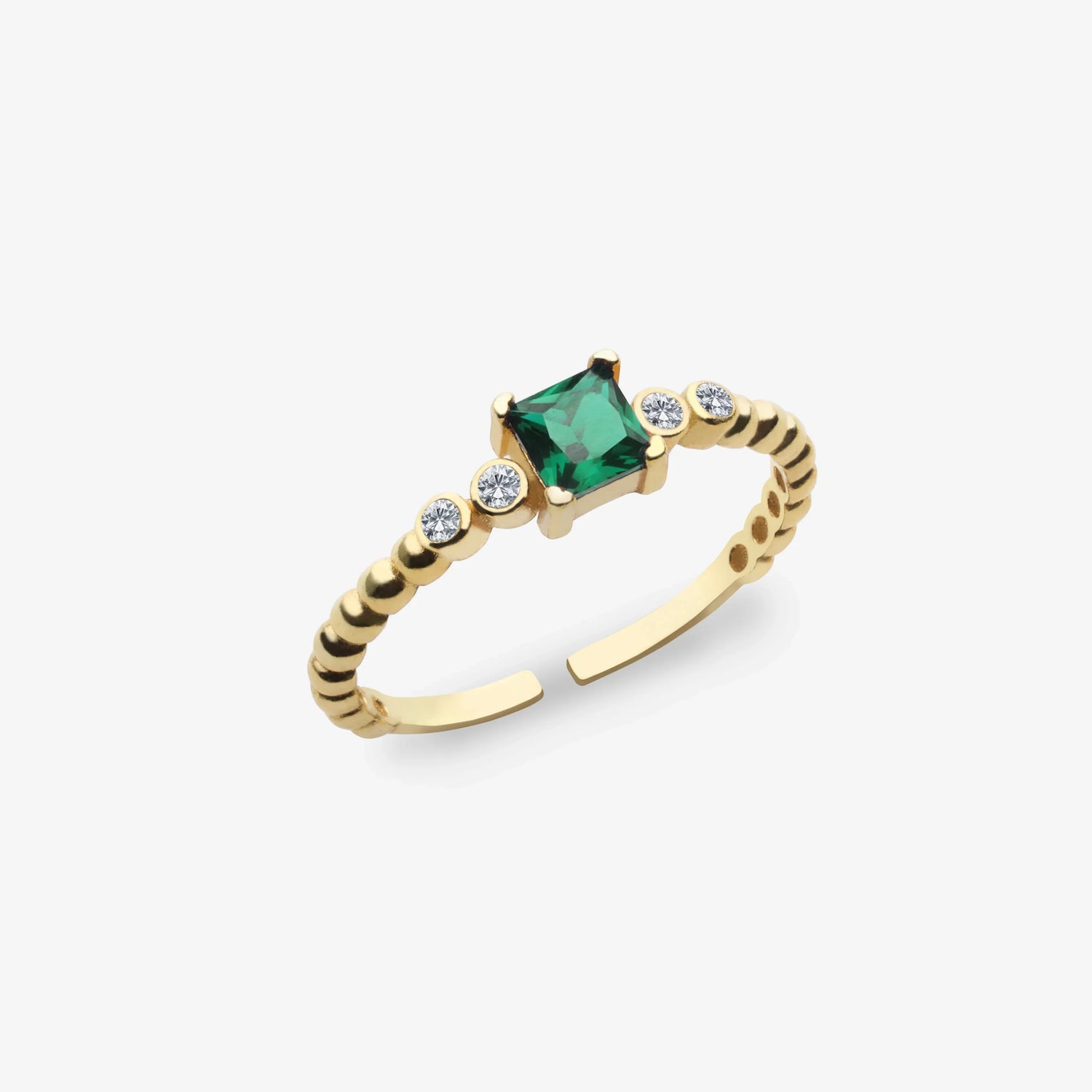 Grüner Smaragd Baguette Gold Silber Ring LMLYZK00549-GO
