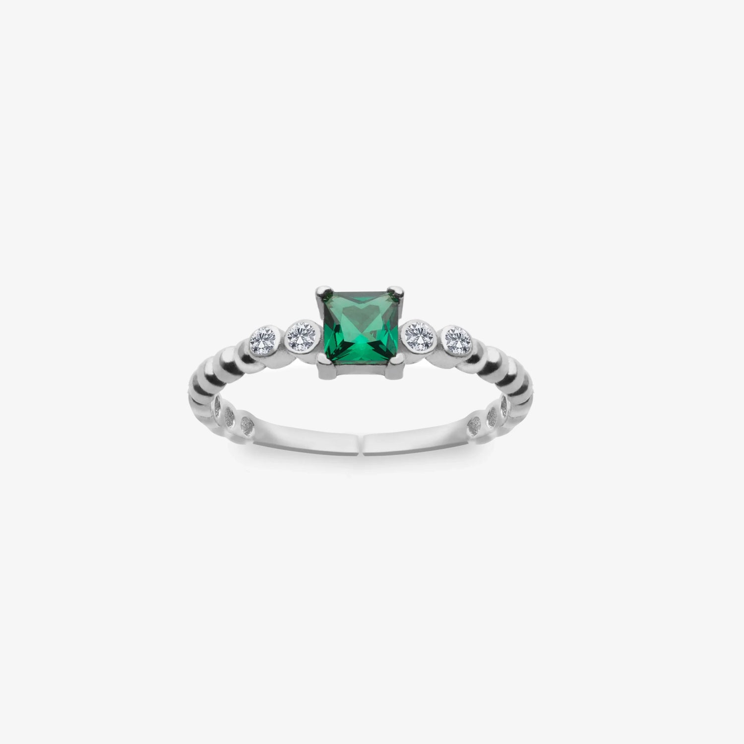 Grüner Smaragd Baguette Silber Ring LMLYZK00549-RH