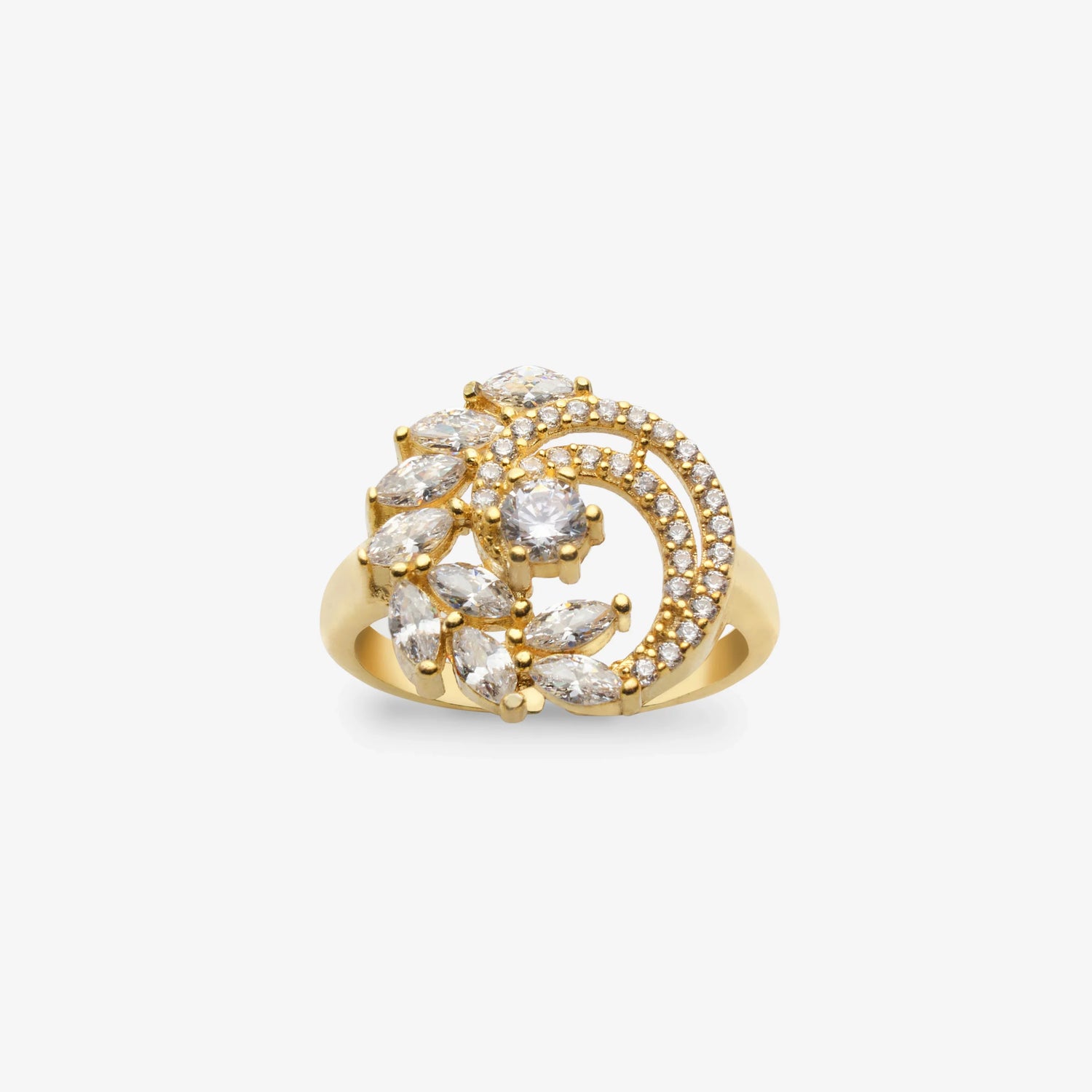 Effektiv Diamant Marquise bündeln Gold Silber Ring LMLYZK00755-GO