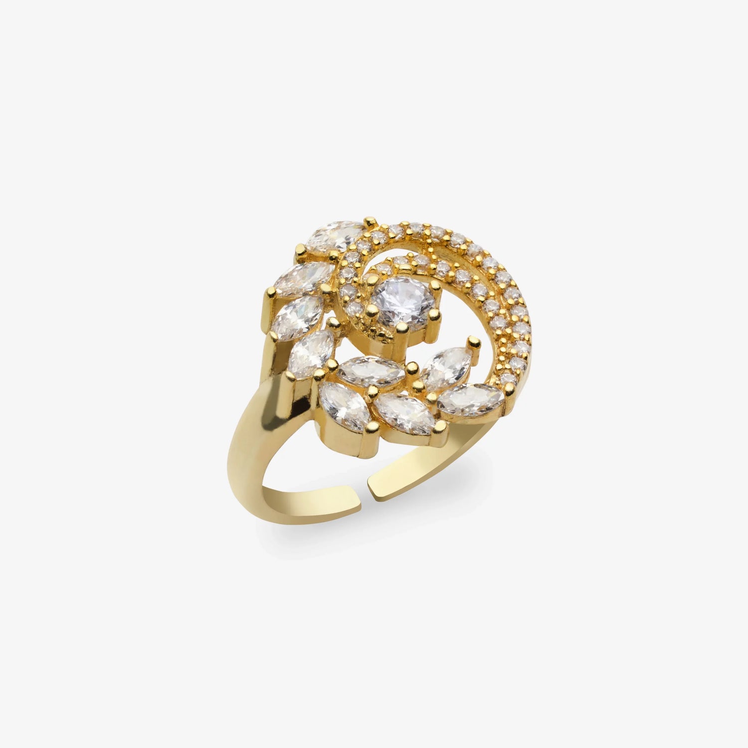 Effektiv Diamant Marquise bündeln Gold Silber Ring LMLYZK00755-GO