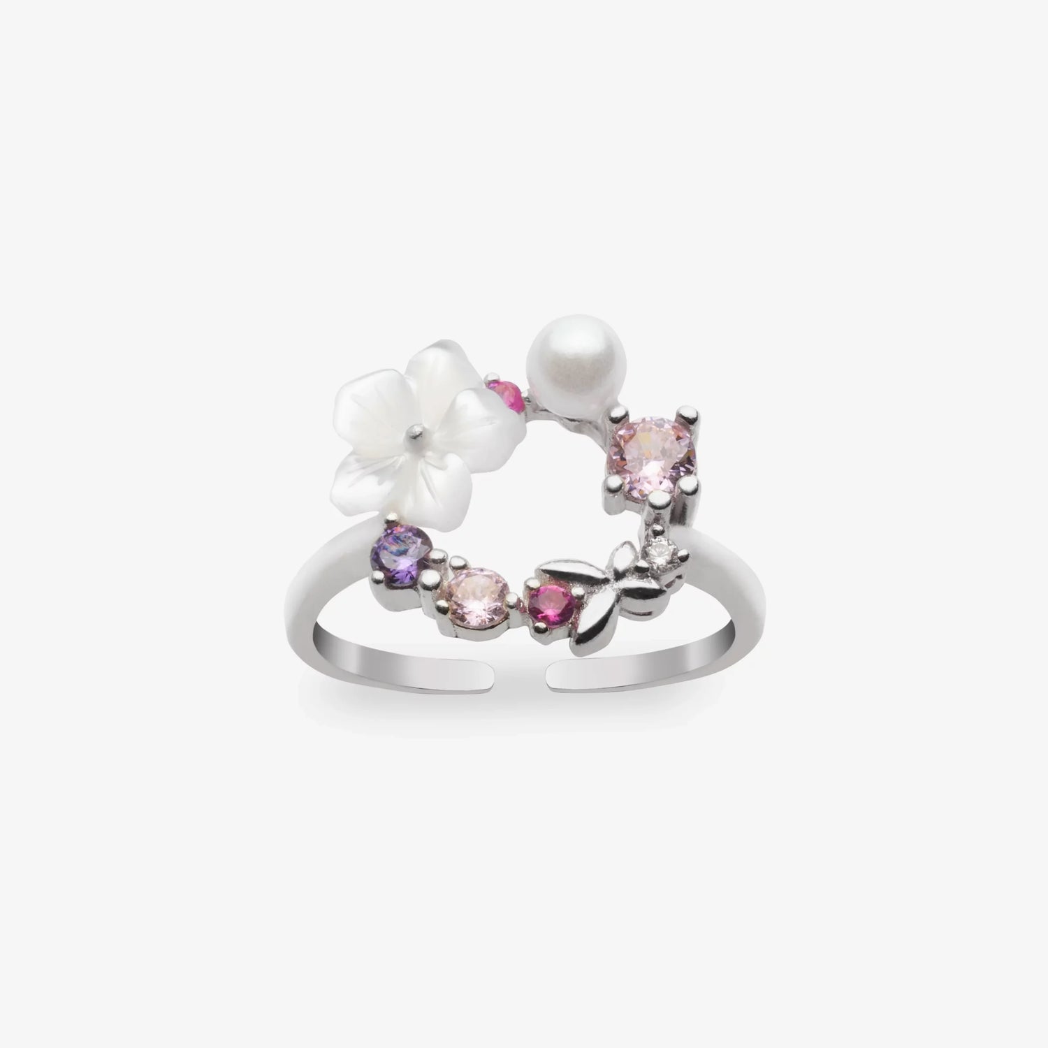 Frühlingswind mit Magnolie Silber Ring LMLYZK00491-RH