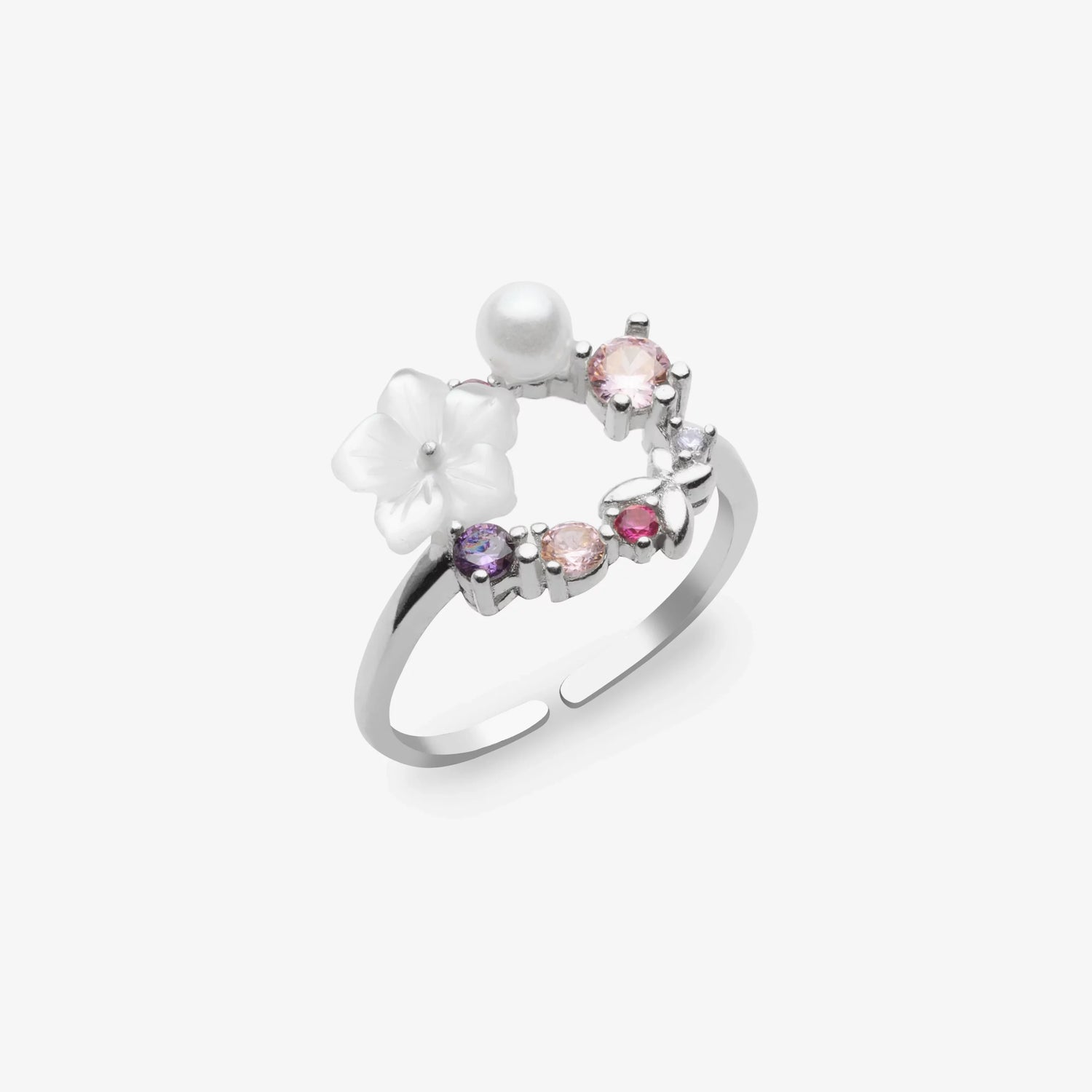 Frühlingswind mit Magnolie Silber Ring LMLYZK00491-RH