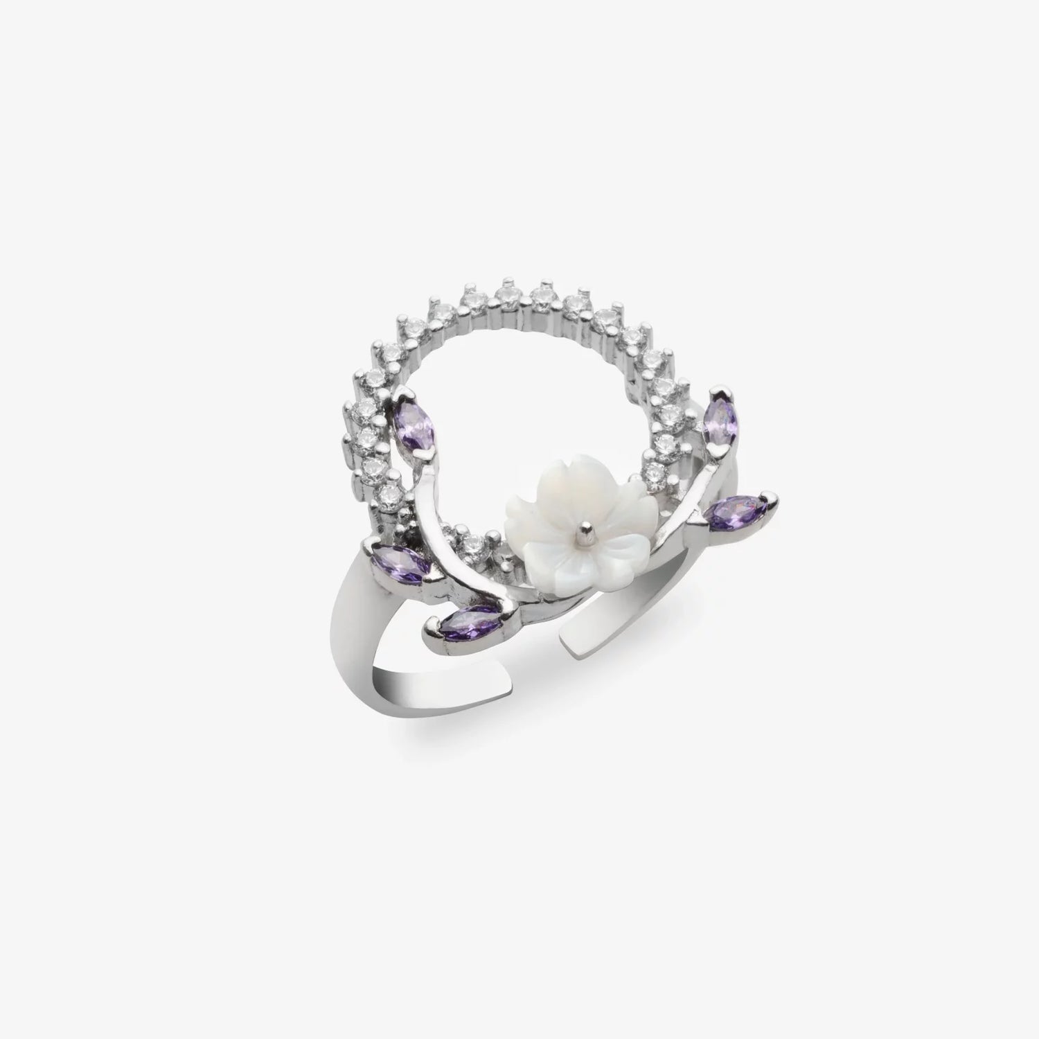 Diamantmontur Magnolie Krone Silber Ring LMLYZK00767