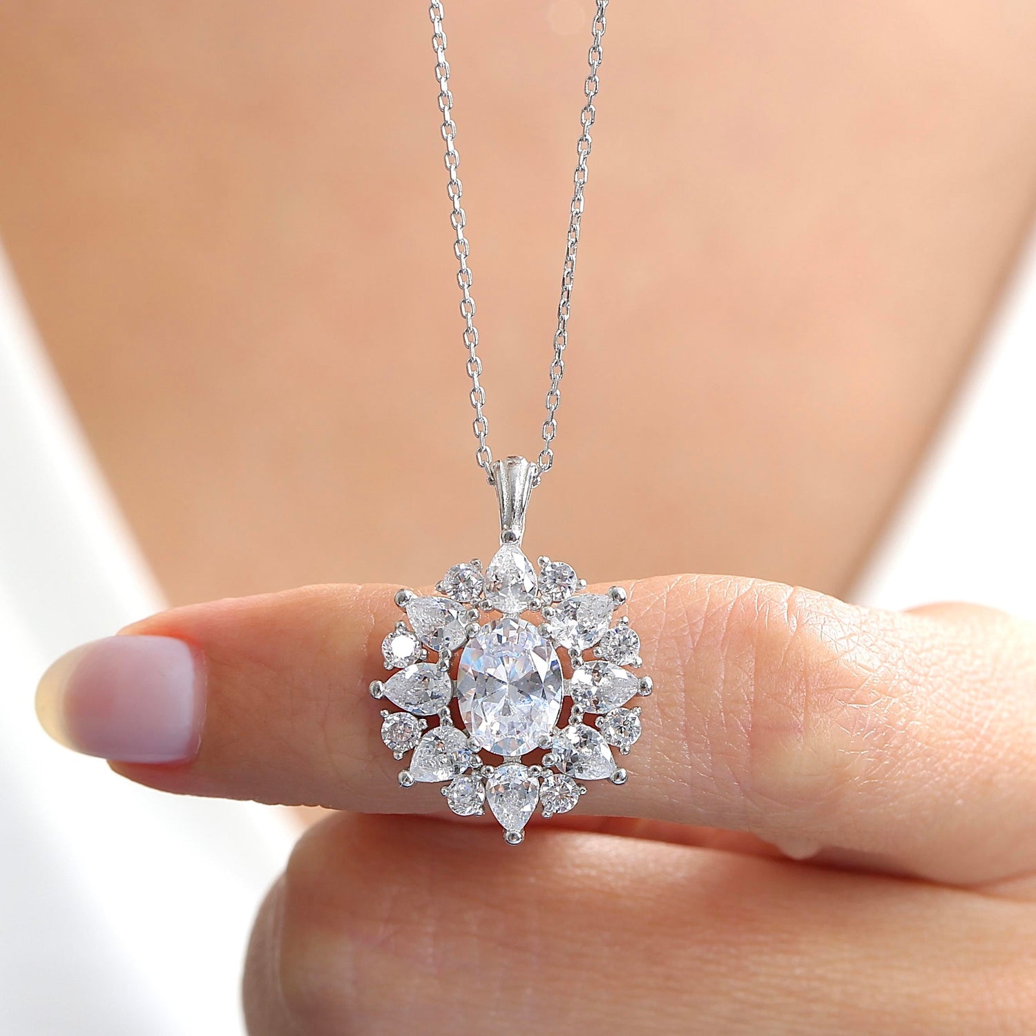 Effektive Diamond Paris Sparkle Sparkle Silberhalskette
