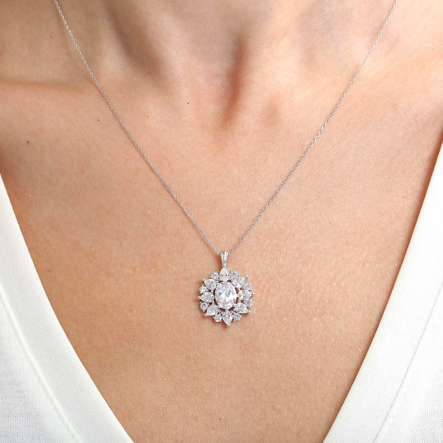 Effektive Diamond Paris Sparkle Sparkle Silberhalskette
