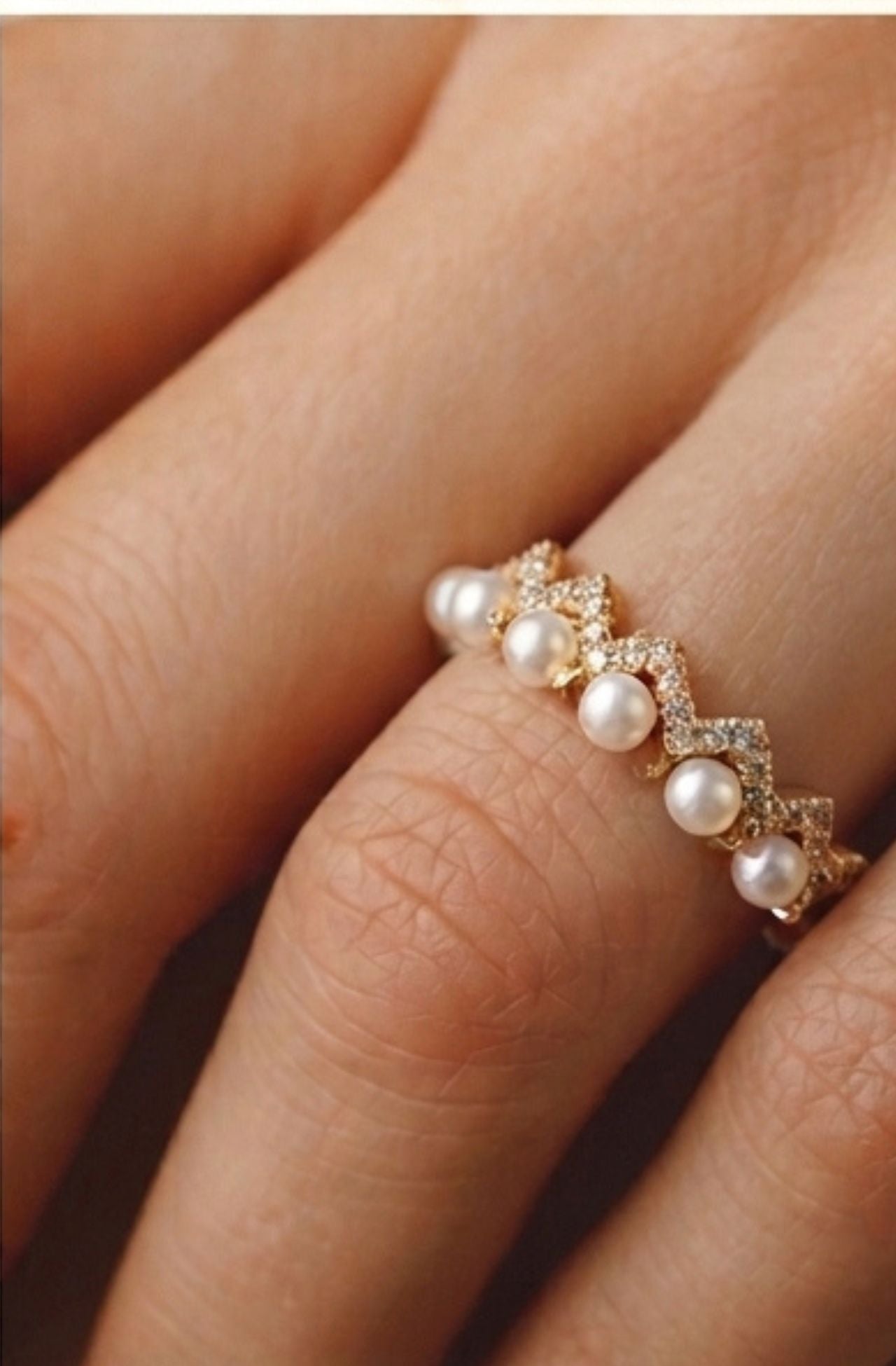Eleganter Damenring mit Perlendetails – Verstellbare Größe